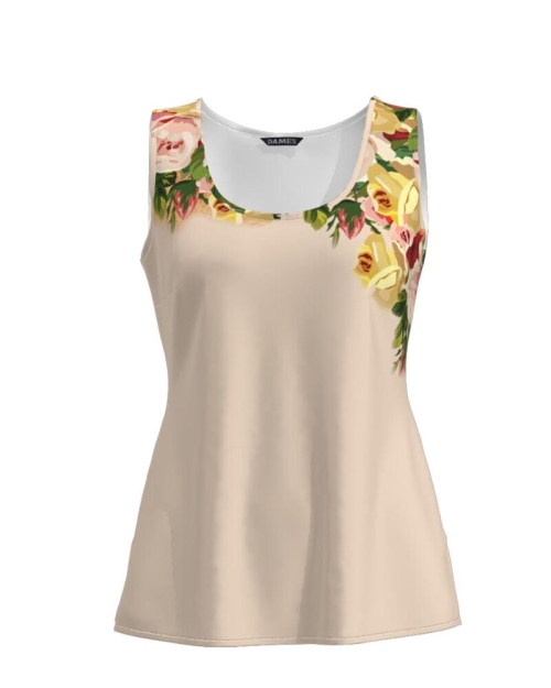 Top casual roz imprimat cu model floral CMD791