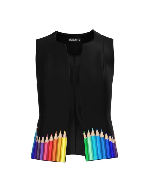 Vesta neagra imprimata creioane colorate CMD4898
