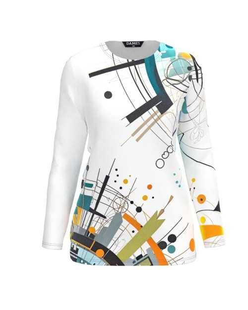 Bluza alba din catifea imprimata multicolor AW24