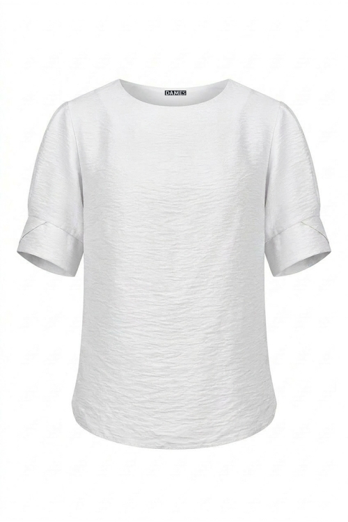 Bluza alba din vascoza cu maneca scurta si manseta