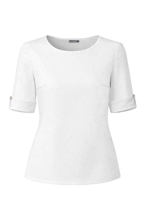 Bluza alba eleganta din vascoza cu maneca trei sferturi