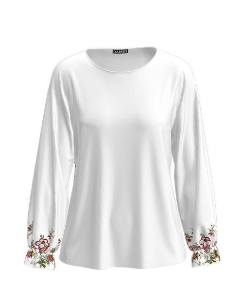 Bluza alba imprimata digital cu model floral CMD2120