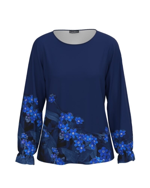 Bluza albastra imprimata flori de nu ma uita CMD3867