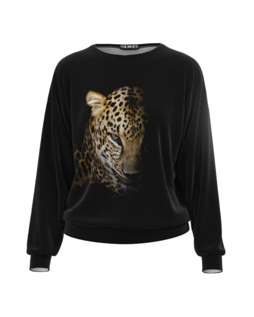Bluza animal print tip hanorac din catifea CMD1383 - Img 1
