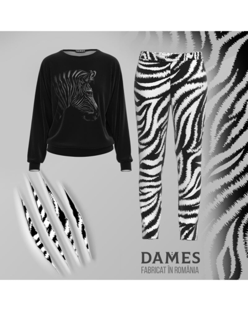 Bluza animal print tip hanorac din catifea CMD1389 - Img 2