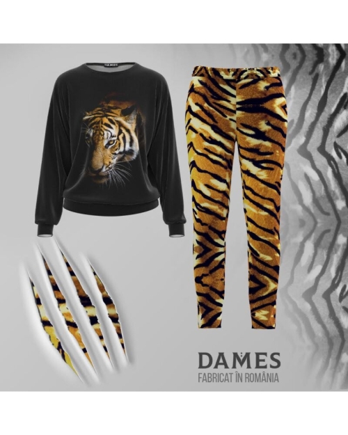 Bluza animal print tip hanorac din catifea CMD1399 - Img 2