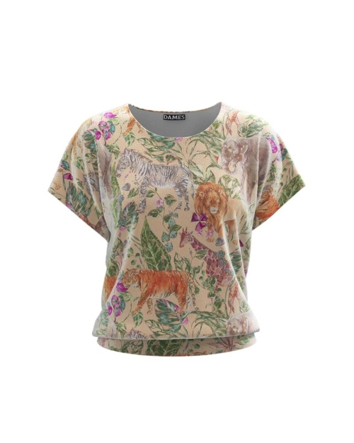 Bluza bej din catifea cu maneca scurta CMD645 - Img 1