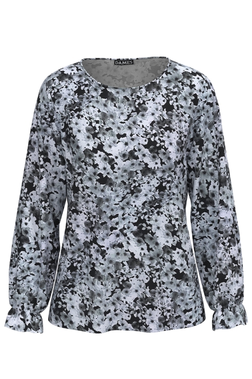 Bluza cu maneca lunga gri floral