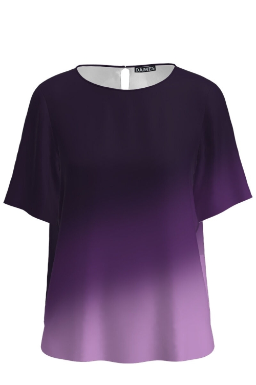 Bluza cu maneca scurta imprimata in nuante de mov CMD4551 - Img 2