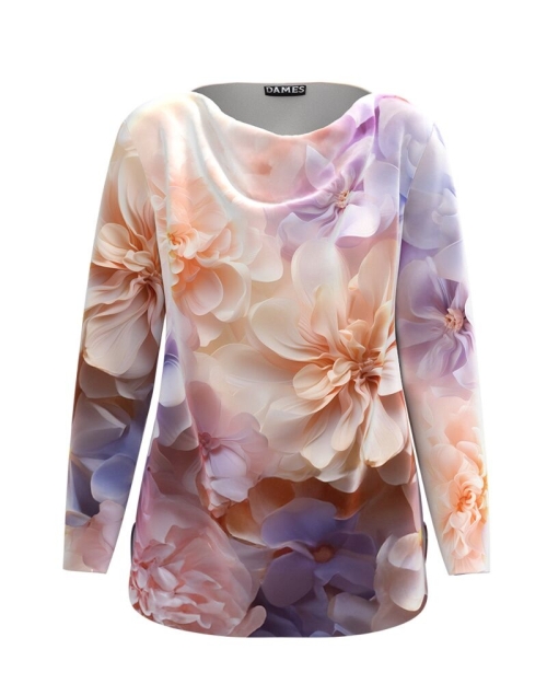Bluza din catifea cu imprimeu floral Peach Fuzz CMD4999