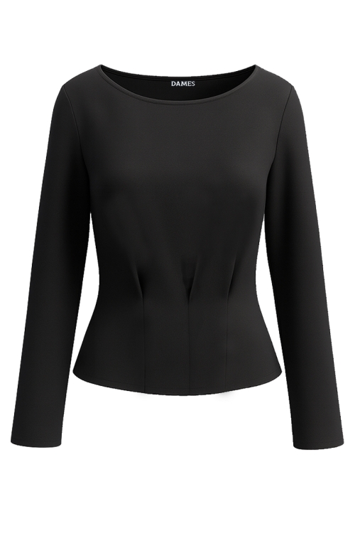 Bluza eleganta neagra cu pliuri in talie