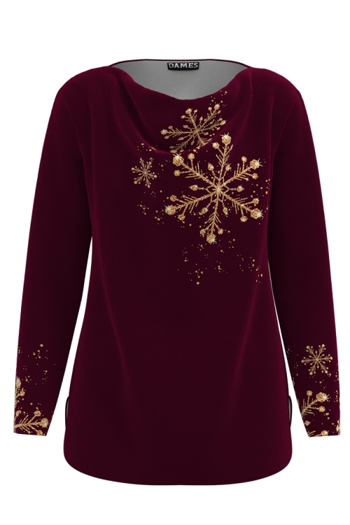 Bluza grena din catifea cu imprimeu stelute AW24