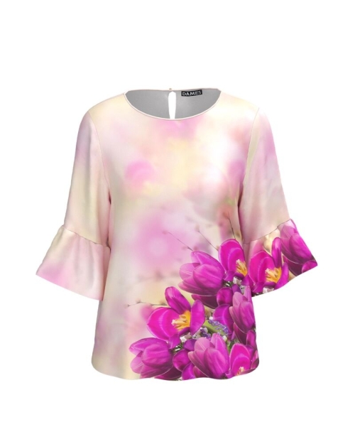 Bluza imprimata cu model floral magnolii