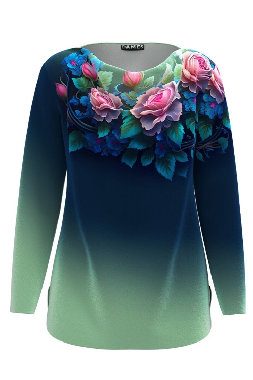 Bluza in degrade din catifea cu imprimeu floral CMD4197