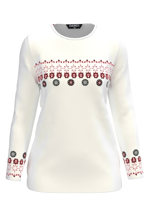 Bluza ivory din catifea imprimata floral traditional SS25