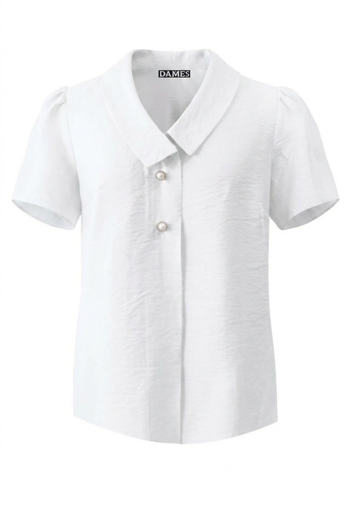 Bluza lejera alba din vascoza cu maneca scurta