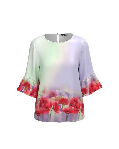 Bluza multicolora imprimata maci - Img 1
