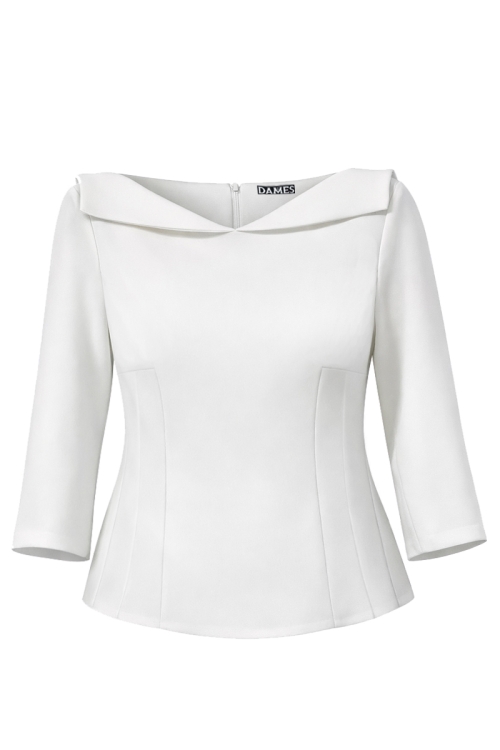 Bluza premium alba eleganta cu detalii la decolteu