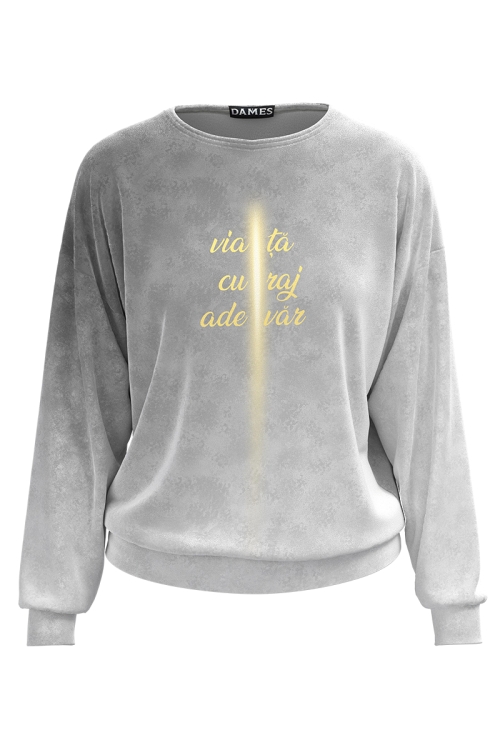 Bluza tip hanorac din catifea imprimata Lumina