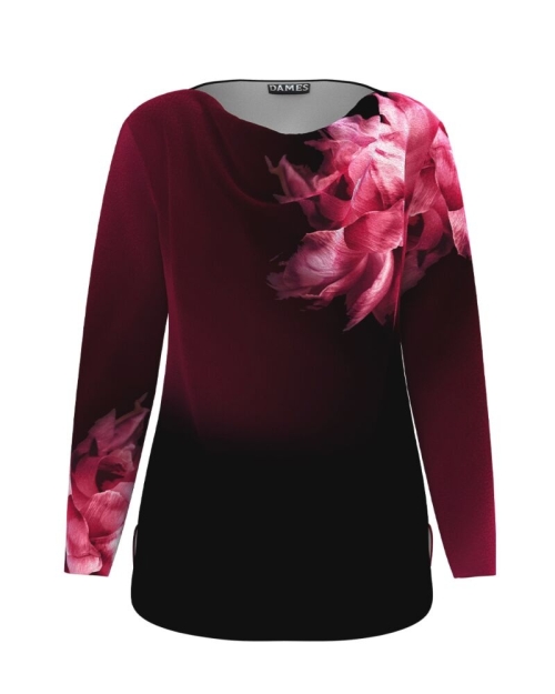 Bluza Viva Magenta din catifea cu imprimeu Floral CMD3720
