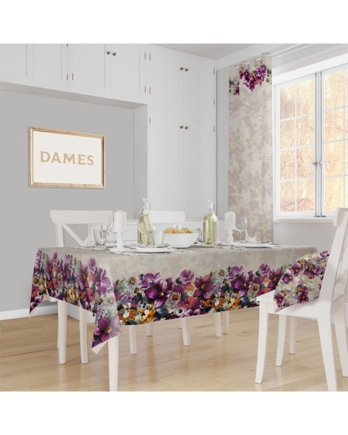 Fata de masa multicolora din satin imprimat cu model floral CMD1834 - Img 1