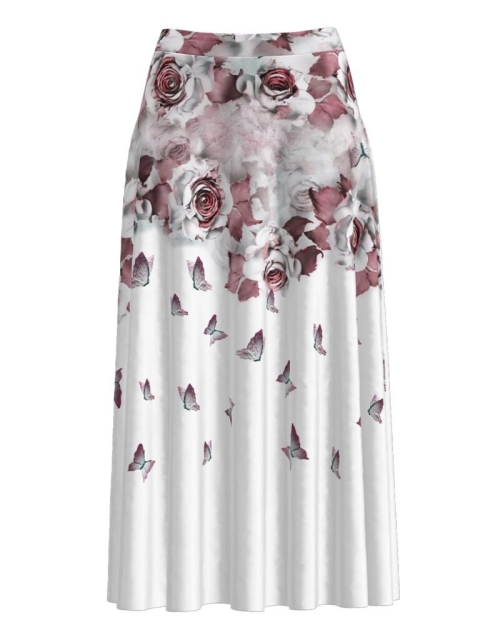 Fusta alba lunga cu imprimeu floral CMD1351