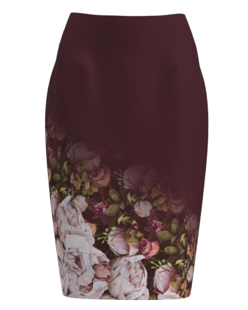 Fusta conica bordo imprimata cu model floral CMD1785