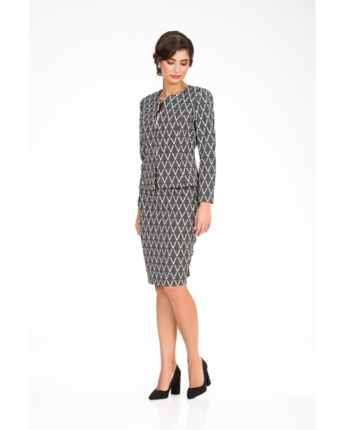 Fusta conica cu model geometric alb negru CMD3385 - Img 1