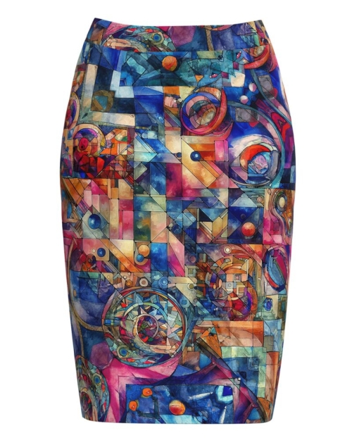 Fusta conica imprimata cu model multicolor SS24 - Img 1