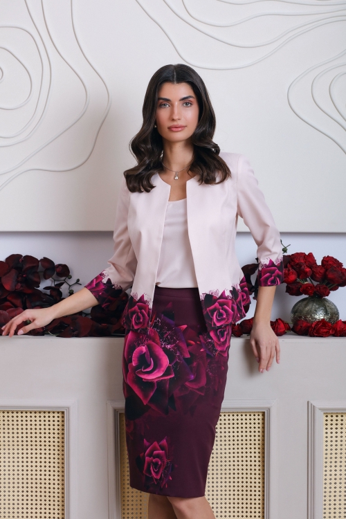 Fusta conica imprimata cu model trandafiri SS25 - Img 1