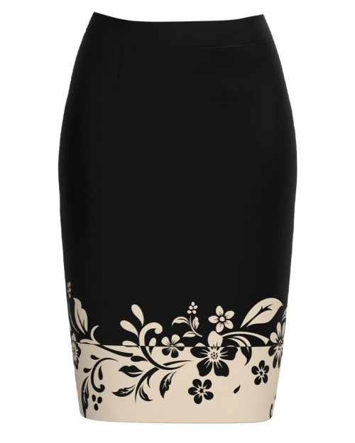 Fusta conica in doua culori imprimata cu model floral CMD2565