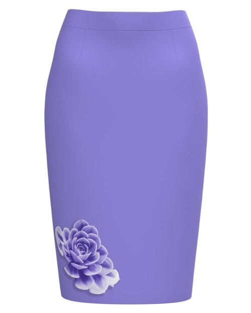 Fusta conica lila imprimata cu model floral CMD1770
