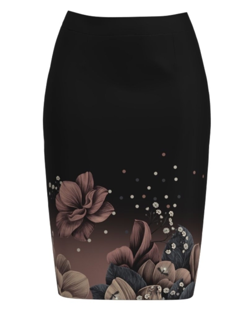 Fusta conica neagra imprimata cu model floral CMD2681 - Img 5