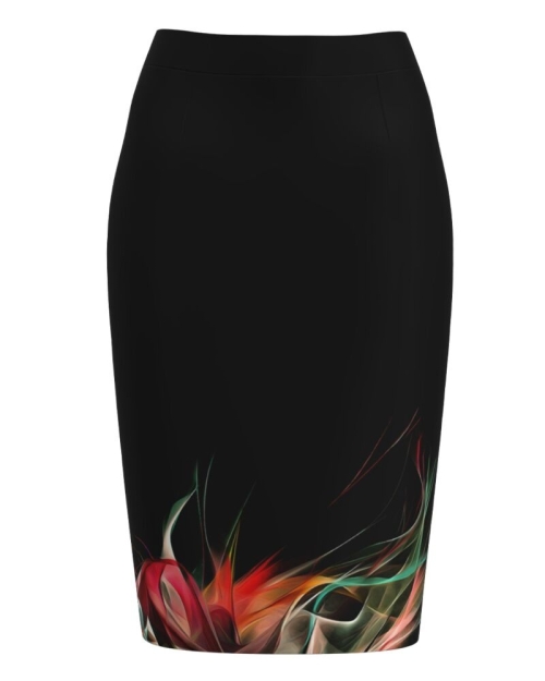 Fusta conica neagra imprimata multicolor CMD1217 - Img 1