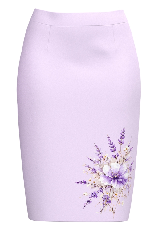 Fusta conica violet imprimata lavanda