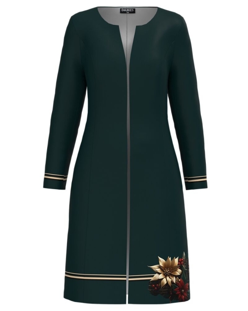Pardesiu subtire verde imprimat cu model floral