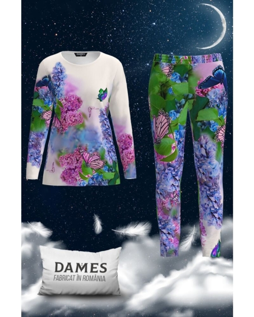Pijamale de dama cu imprimeu floral multicolor CMD1515 - Img 1