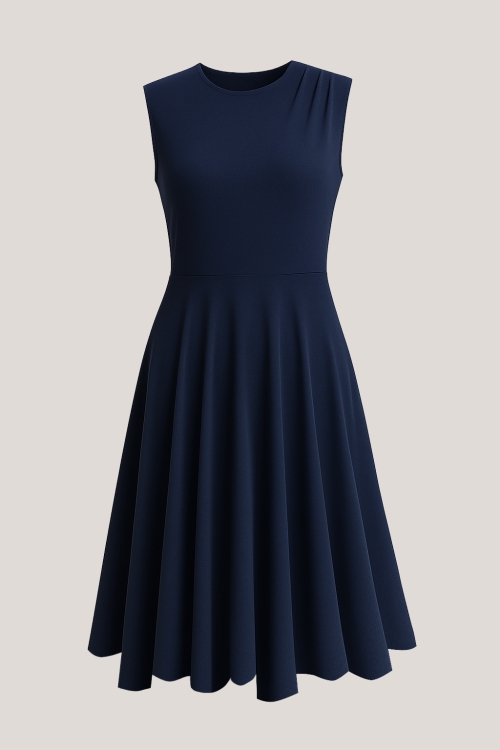 Rochie asimetrica bleumarin din vascoza