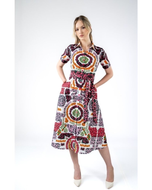 Rochie camasa cu maneca scurta imprimata gradinile Versailles SS24 - Img 1