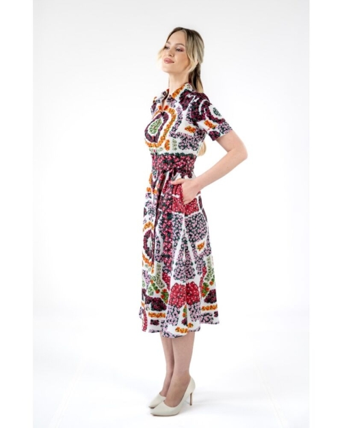 Rochie camasa cu maneca scurta imprimata gradinile Versailles SS24 - Img 2