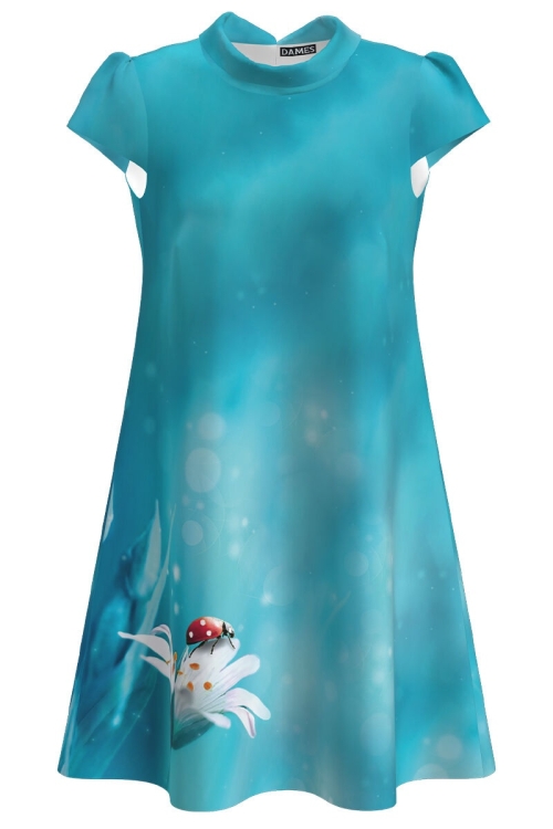 Rochie casual bleu imprimata Buburuza CMD2126 - Img 2