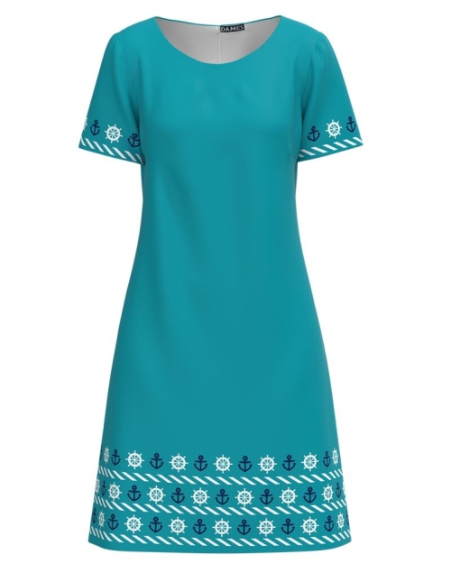 Rochie casual bleu imprimata cu model Ancore CMD2911 - Img 1
