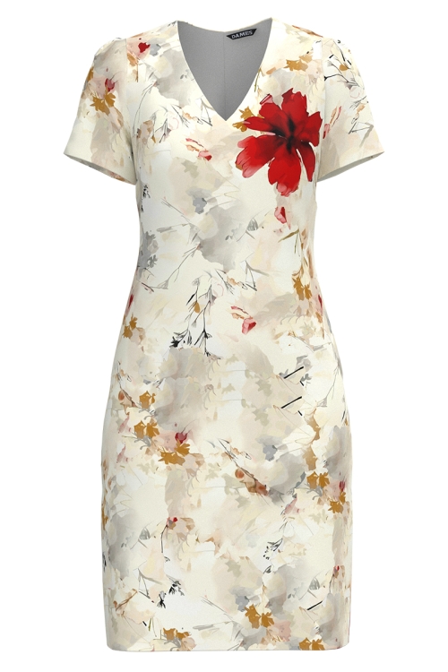 Rochie casual cu decolteu in V imprimata floral