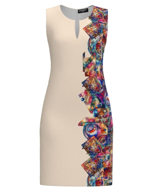Rochie casual cu decolteu lacrima imprimata multicolor SS24 - Img 1