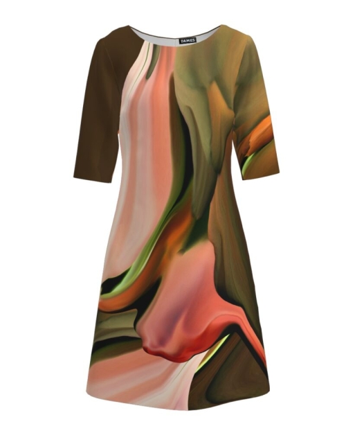 Rochie casual cu maneca imprimata digital abstract CMD163 - Img 8