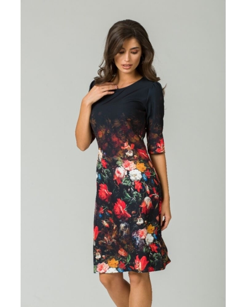 Rochie casual cu maneca imprimata digital floral Buchet CMD201 - Img 5