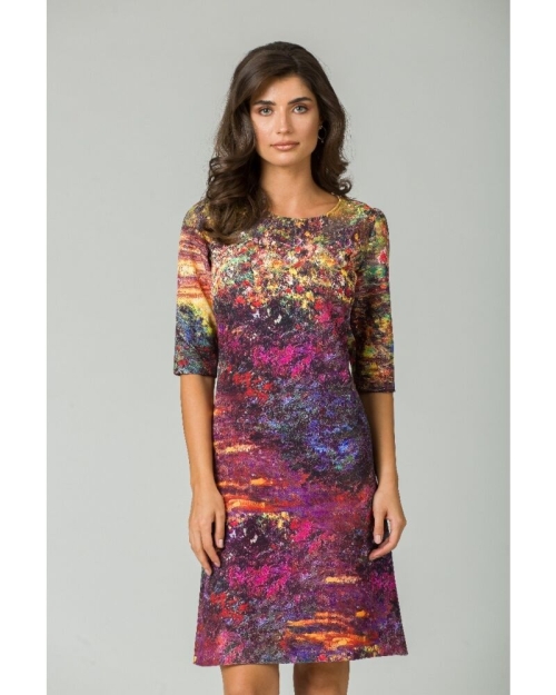 Rochie casual cu maneca imprimata digital model floral CMD155 - Img 1
