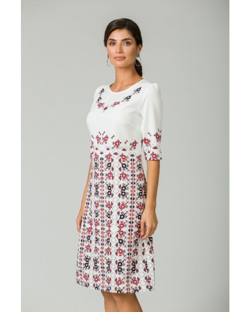 Rochie casual cu maneca imprimata digital traditional CMD211 - Img 1