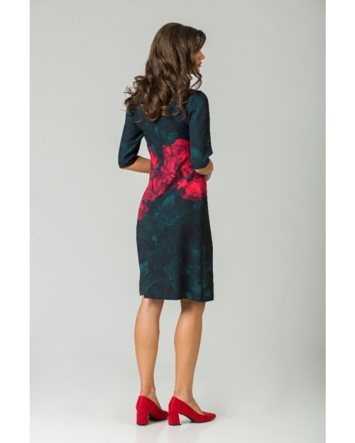 Rochie casual cu maneca imprimata digital trandafiri CMD167 - Img 6