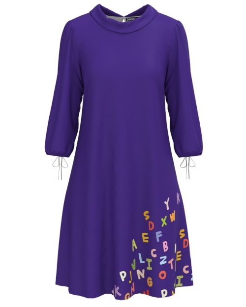 Rochie casual cu maneca trei sferturi imprimata Alfabet CMD4610